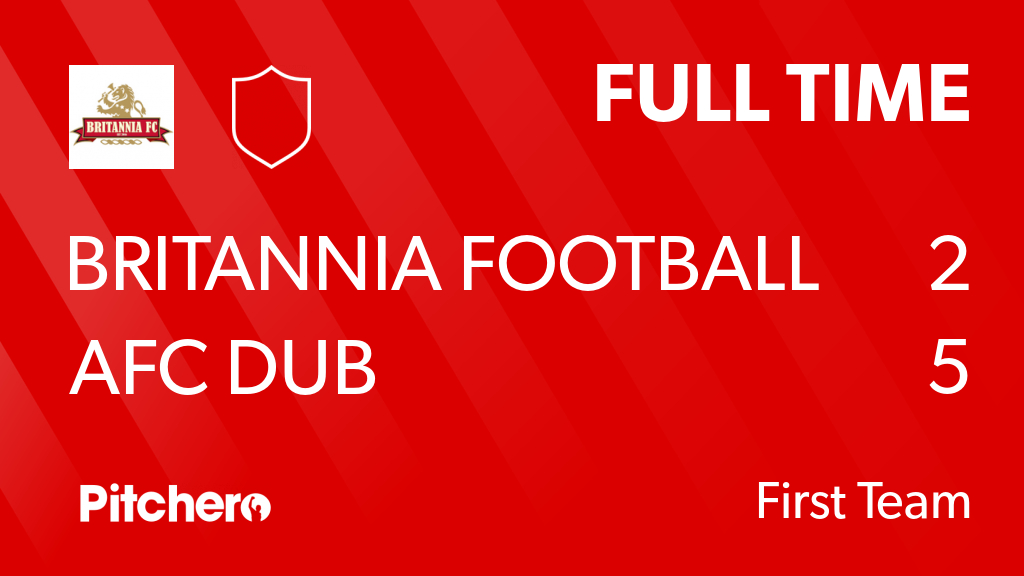 BULLSHEADFC2023's tweet photo. FULL TIME: Britannia Football Club 2 - 5 AFC Dub
#BRIAFC #Pitchero
https://t.co/LfaoSHmfsB https://t.co/8UYOo92cr6