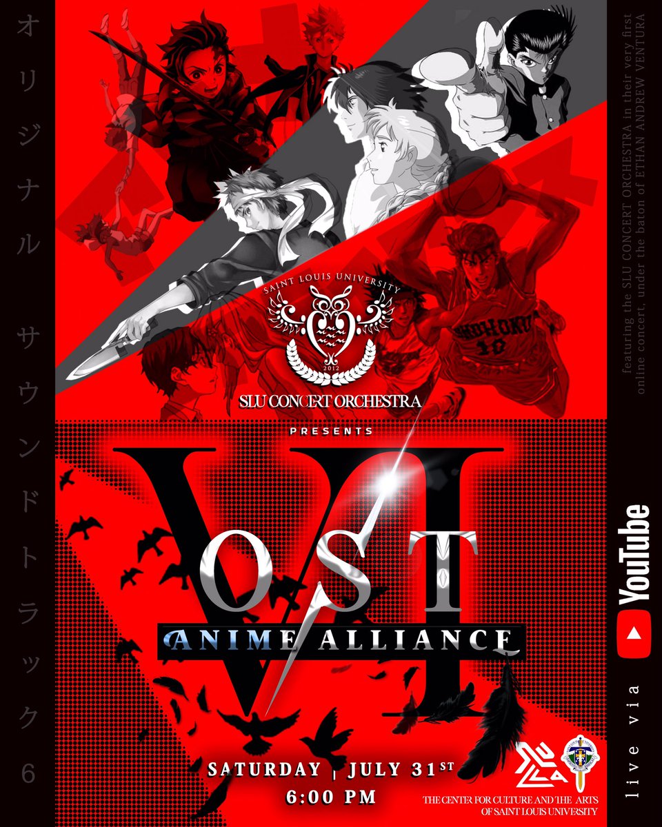 SLUCOrchestra's tweet photo. Live on 𝗬𝗼𝘂𝗧𝘂𝗯𝗲, this Saturday July 31

Save the date! 🎻

#OSTVI #アニメアライアンス 🎴 https://t.co/1C7J9qifPg