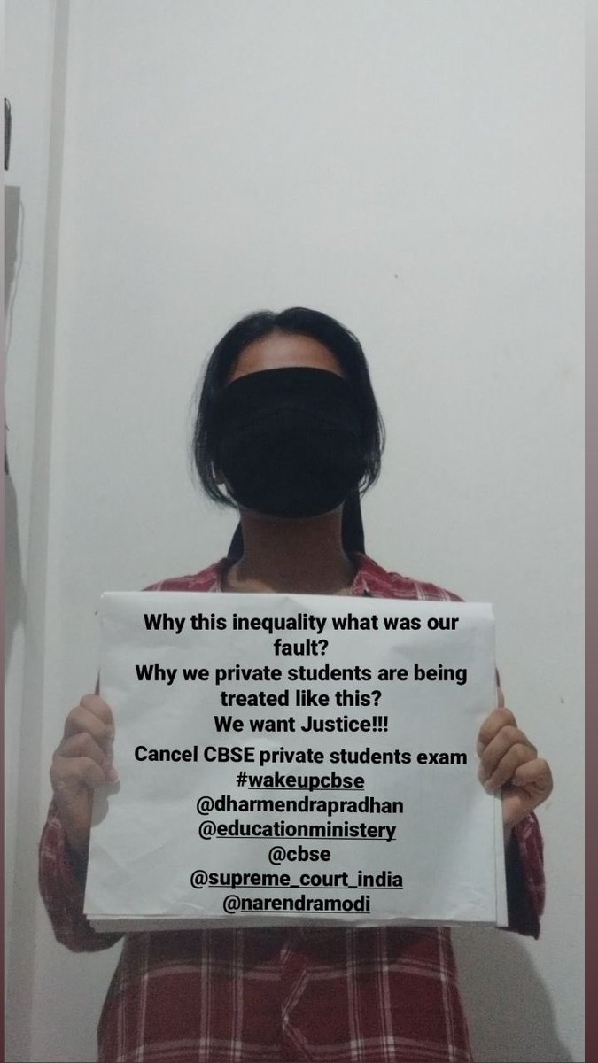CBSEWaleBhaiya's tweet photo. Private students of cbse class 12 demanding cancellation of exams. They want equality. They have been protesting from last one month. Please listen to them. @EduMinOfIndia @dpradhanbjp @cbseindia29

 #Satyagrah4PvtCBSEstudents https://t.co/db9CcTHQTM