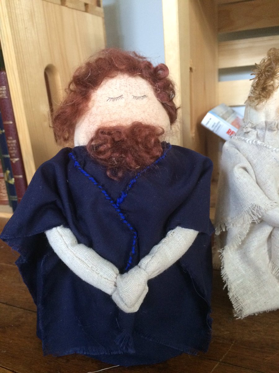 Nativity Dolls now have hair and beards! Time now to add the headgear! #dolls #clothdolls #crafts #sewing #sewingcraft #plush #Biblical #christmas #nativitydolls