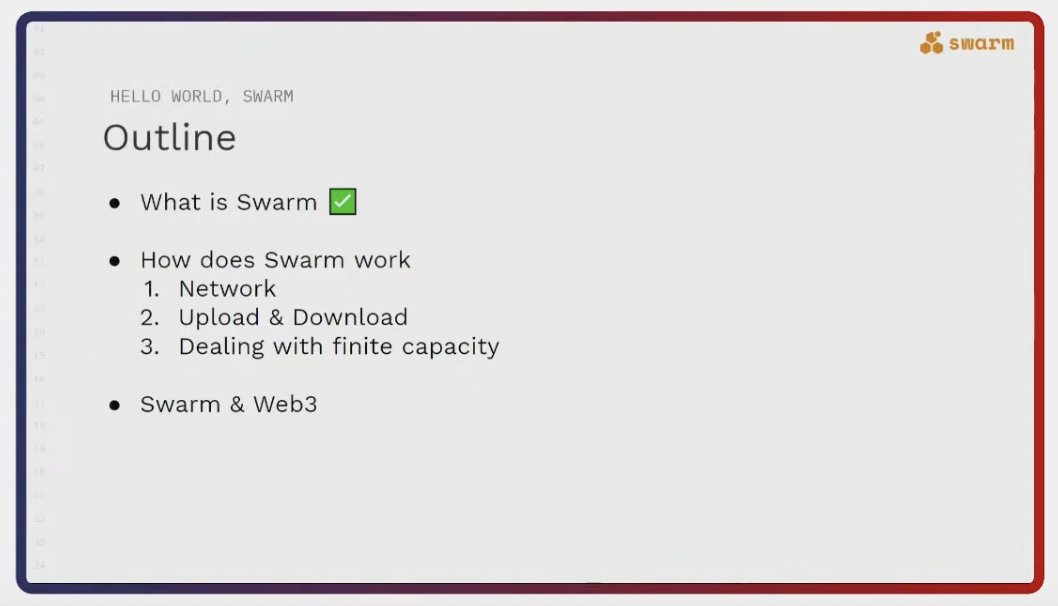 kumbaya.eth (@bokkypoobah) on Twitter photo Rinke Hendriksen (@EknirNL) : Hello world, Swarm (<a href="/ethswarm/">Ethereum Swarm</a>). #EthCC4 <a href="/EthCC/">EthCC - Ethereum Community Conference</a>
1. youtu.be/d2TX5AtBcQk?t=…
2. What is Swarm? Global hard drive.
3. Privacy, permissionless, auto-scaling, ...
4. How does Swarm work? Rinke Hendriksen (@EknirNL) : Hello world, Swarm (<a href="/ethswarm/">Ethereum Swarm</a>). #EthCC4 <a href="/EthCC/">EthCC - Ethereum Community Conference</a>
1. youtu.be/d2TX5AtBcQk?t=…
2. What is Swarm? Global hard drive.
3. Privacy, permissionless, auto-scaling, ...
4. How does Swarm work?