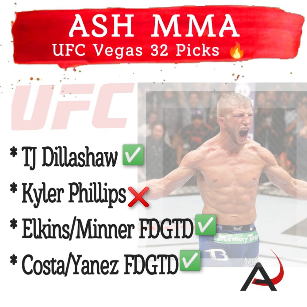 AshMMA2's tweet image. Successful night for me 💸💸
3 out of 4 picks 💰🤑💰
Some great fights! 💥💪🏻
#UFCVegas32 #UFC #UFCFightnight #UFCESPN #MMA #MMATwitter #bettingpicks #FreePicks