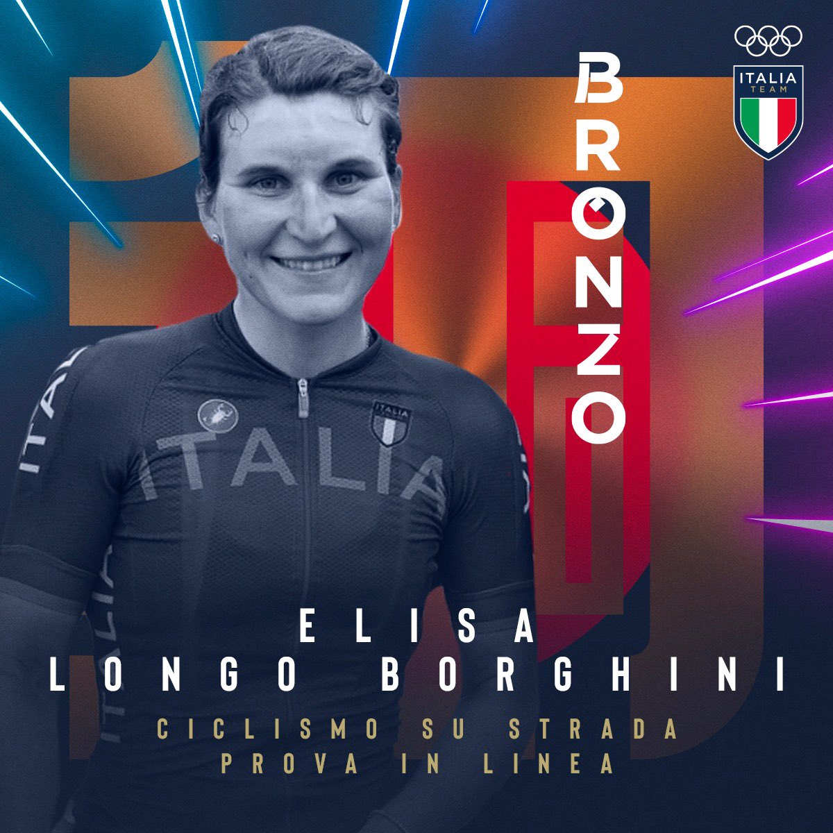 ItaliaTeam_it's tweet image. NON MOLLA MAI! 🚴‍♀️

Con un finale magistrale @ElisaLongoB è BRONZO nella prova in linea!

#ItaliaTeam | #StuporMundi | @Federciclismo | #Tokyo2020