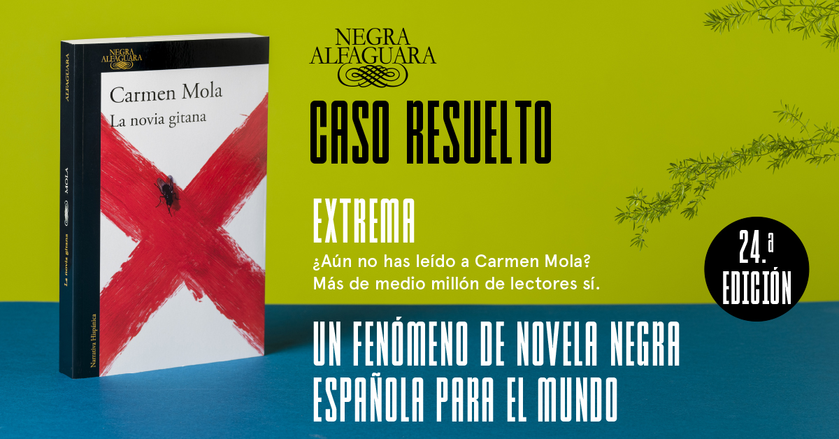 AlfaguaraES's tweet photo. «La novela negra o muta o se ensimisma. Carmen Mola, la escritora mutante. Lo peor de ella, que no la puedes invitar a un festival.»
Carlos Zanón, director de BCNegra
📖https://t.co/04EjLVYLf0
#Enganchadas #AlfaguaraNegra #CarmenMola #LaNoviaGitana #LaRedPúrpura #LaNena https://t.co/hli5P8EKIl