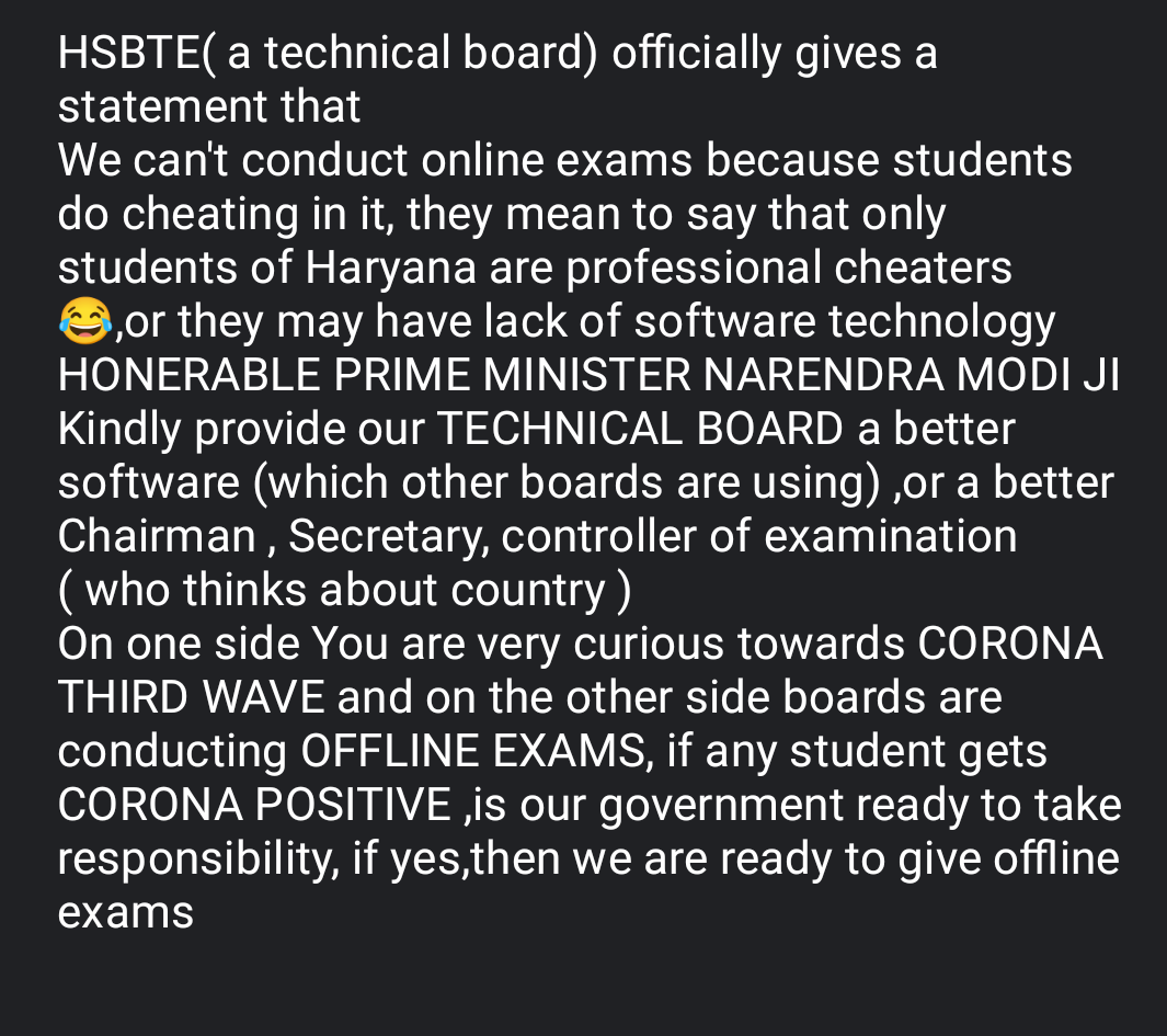 rao_sammi's tweet photo. Congratulations @narendramodi ,@PMOIndia 
For a very progressive step towards @_DigitalIndia  
HSBTE 💔
@mlkhattar @anilvijminister https://t.co/wI6Ty2iIUA