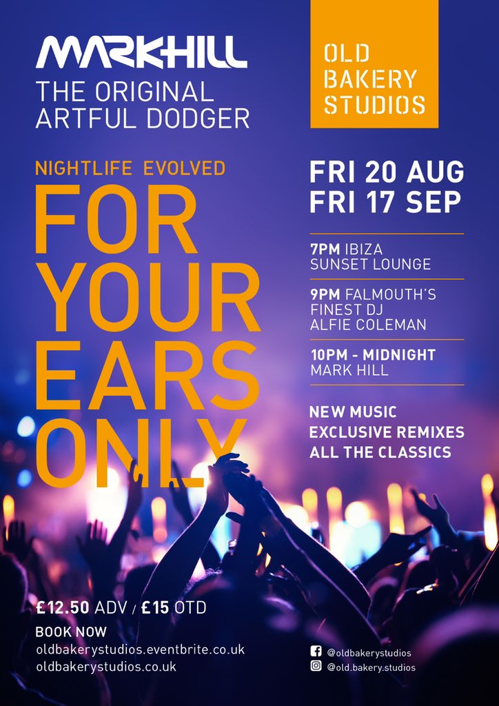 markhillmusic's tweet photo. Got this going on at @OldBakeryTruro starting in August! This will be the place I’ll be road testing new stuff as the new studio is in the building. Great intimate venue and vibe for all the #cornwall crew and those happy to travel #newmusic #ukg https://t.co/fC9T5sV5LI tickets https://t.co/tpB48z6puZ