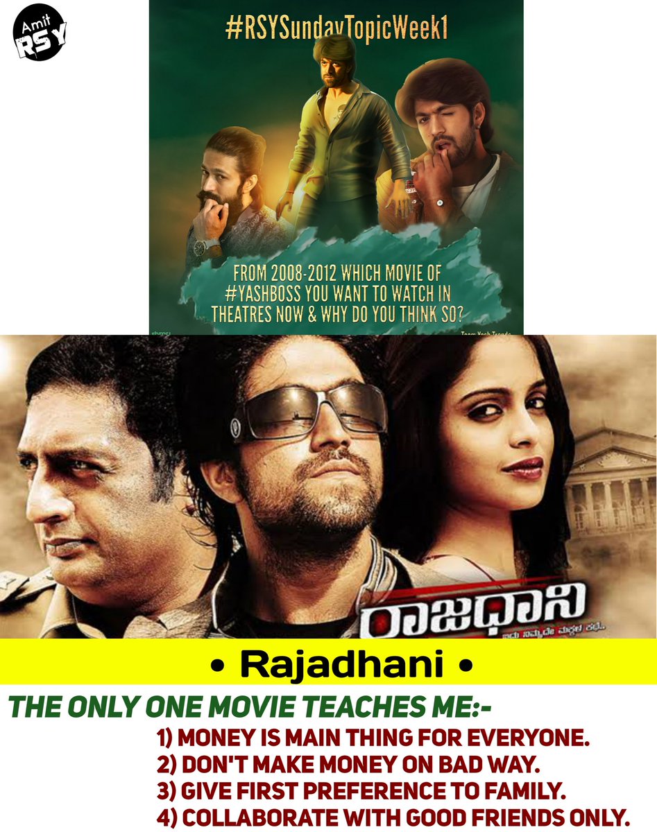 I want to watch RAJADHANI movie in theater😍✨ bcz..
Rajadhani its just not movie for me..
It teaches lot of common things😅🖤
<a href="/TheNameIsYash/">Yash</a> BOSS attitude plus point to Block buster hit...😎🔥 #RSYSundayTopicWeek1
#KGFChapter2  #YashBOSS  <a href="/YashTrends/">Yash Trends ™</a>