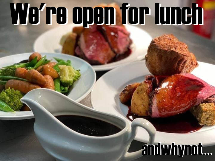 𝗔𝗡𝗗𝗪𝗛𝗬𝗡𝗢𝗧 𝗦𝗨𝗡𝗗𝗔𝗬 𝗟𝗨𝗡𝗖𝗛 😍

Come dine with us TODAY!

Our amazing Sunday Lunch and Wood Fired Pizza is available from Midday until 6pm...
Also available to take away!!

To dine in our Bar, Restaurant or for collection or delivery bit.ly/3gpX4tD  or ...