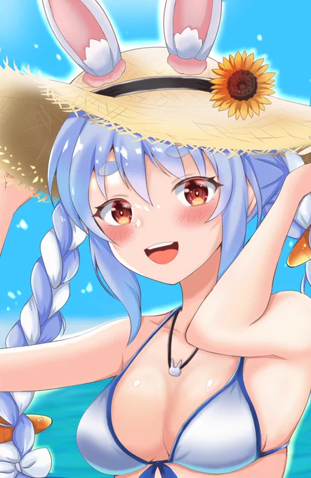 日差しが眩しいぺこ🐰🏖
 #ぺこらーと 