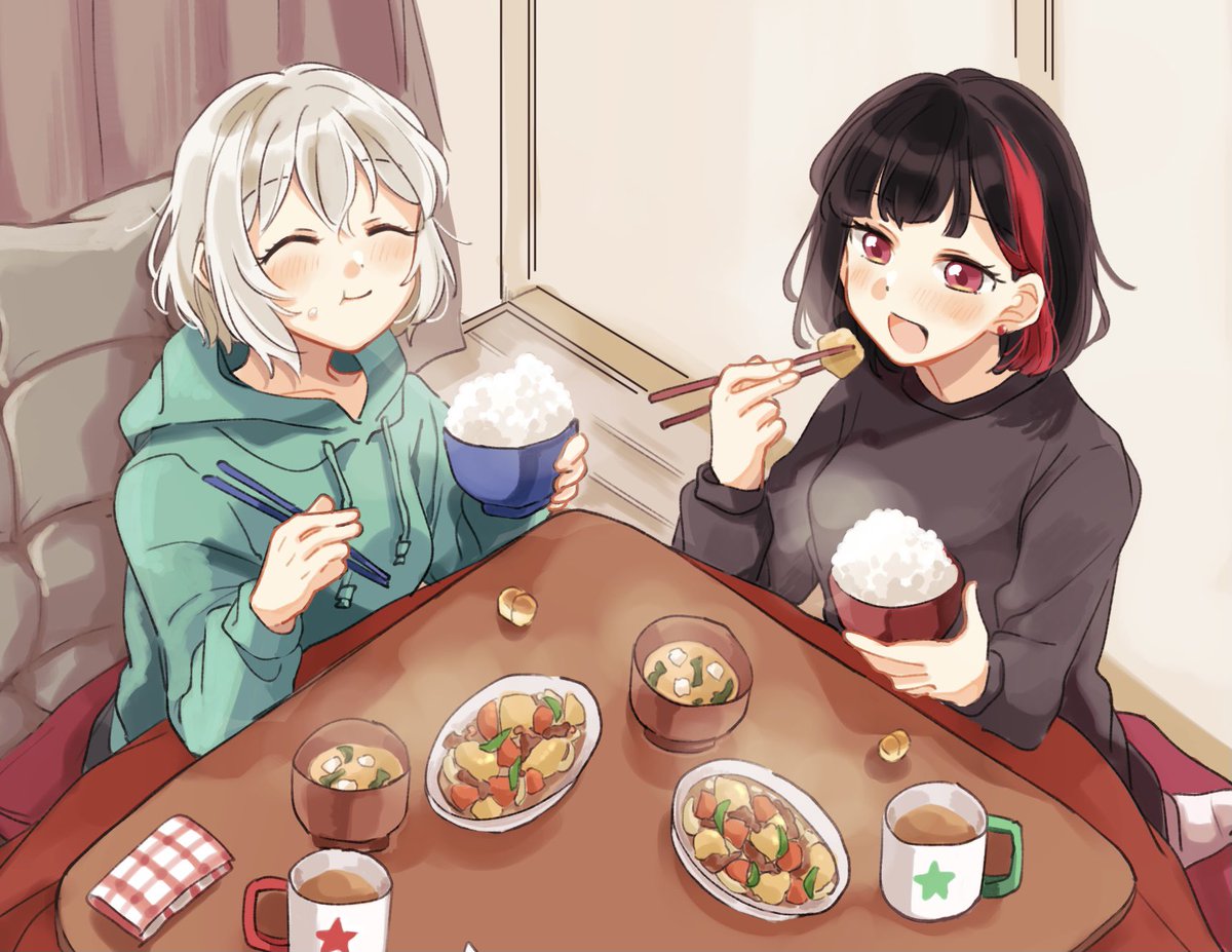 青葉モカ ,美竹蘭 「蘭モカごはん🍚 」|ざわめきじゃんぼのイラスト