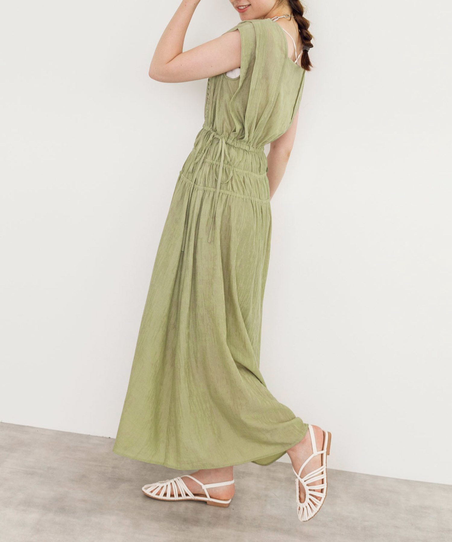 W Closet New Arrival 変形タックシャーリングワンピース Color キミドリ パープル クロ Special Price 4 950 In Tax 店舗 オンラインショップに入荷 Wcloset Alleybywcloset ダブルクローゼット アリーバイダブルクローゼット