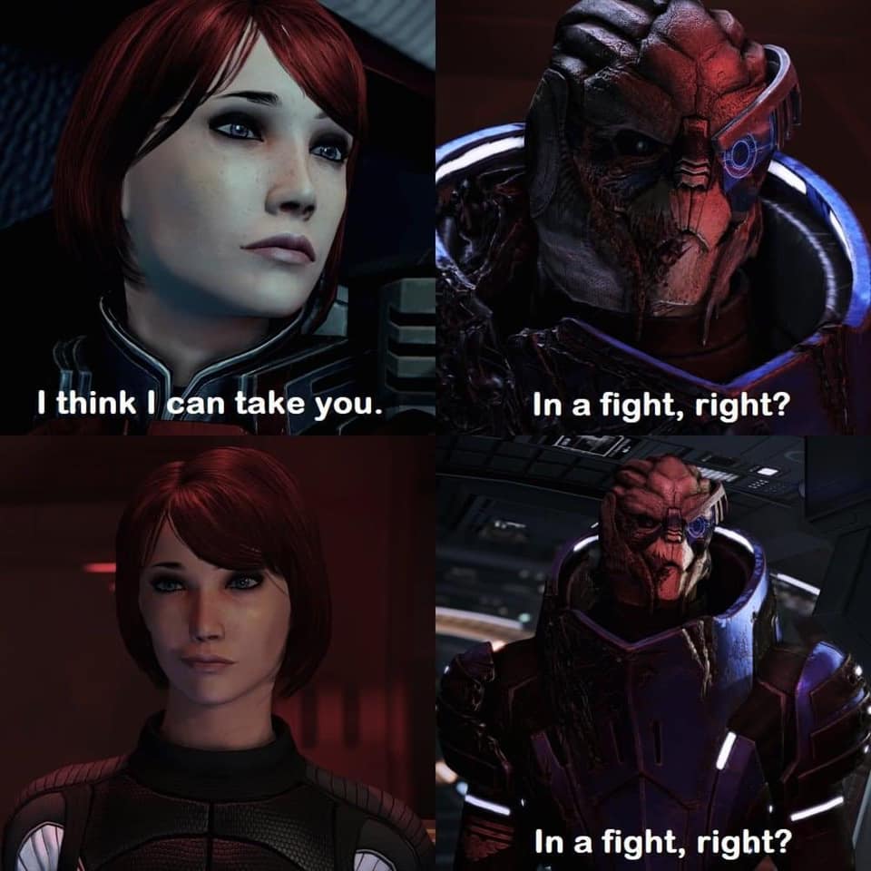 Quiproquo28's tweet photo. Dedicated to all my fellow Garrusmancers out there. Share the love 😍

Credit: Daniel Underwood from the Facebook group

@BioWareProblems 
#MassEffect #Shakarian #FShep
#MassEffectLegendaryEdition https://t.co/ZhGC83teap