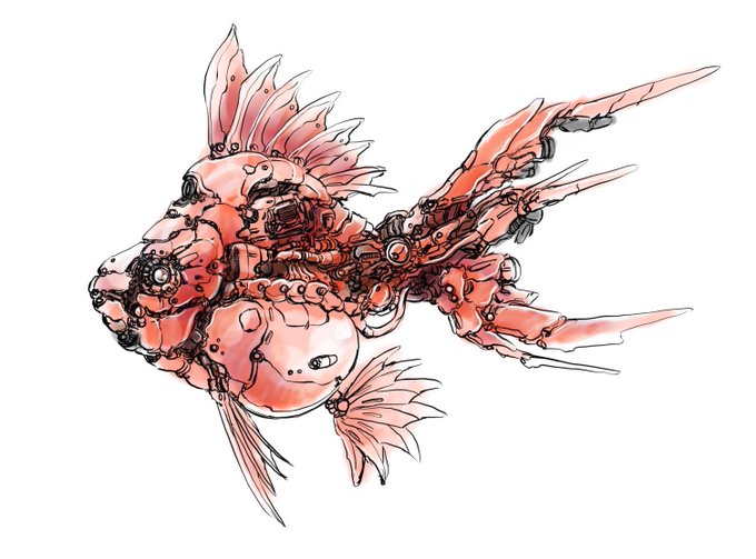 #発掘大作戦2021応募

メカ金魚です。
大体7、8メートルサイズの物です。自律型で人は乗りません。

今年度中に立体化する予定です。 