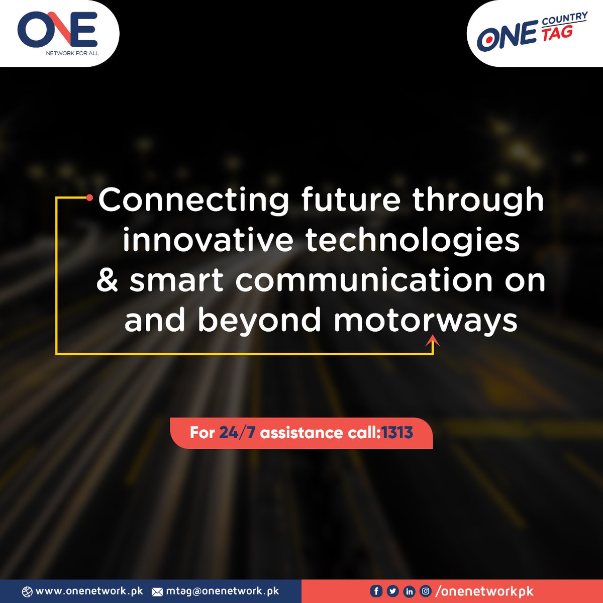 onenetworkpk's tweet photo. We are connecting the future of Pakistan through innovative technologies and smart communications on and beyond motorways.
#OneNetwork #PakistaniMotorways #SmartMotorways #SmartMotorwaysPakistan #GoSmart #OneCountryOneTag #TravelSafe #MTag #MTagRegistration #OneNetworkStaff https://t.co/rQtfDDKAi9