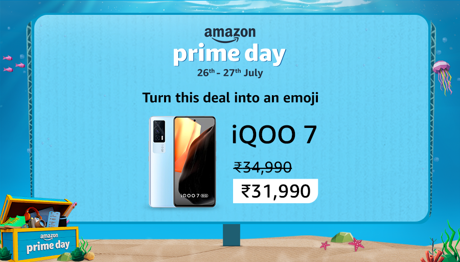 amazonIN's tweet photo. Here’s a chance to win the iQOO 7! All you have to do is comment the answer using #SmartphonesOnAmazonPrimeDay and #AmazonPrimeDayiQOO7. Get. Set. Comment. 
This Contest ends at 8:00 pm today! https://t.co/ynxdjX4GKn