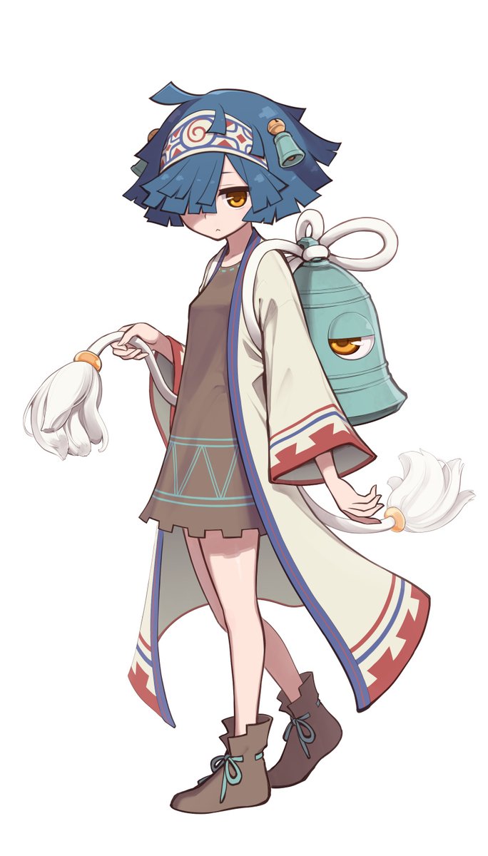 『スサノオ～日本神話RPG～』の仲間キャラ「タクハタ」です。
背負ってる鐘は兄の「智慧の神オモイカネ」
無口だけど毒舌家。毒を吐く時はいつも「…と兄上が言っている」と付け加える。(が、当の兄は一切喋らない)
#SUSANOH #日本神話RPG #ハチクマソフト 