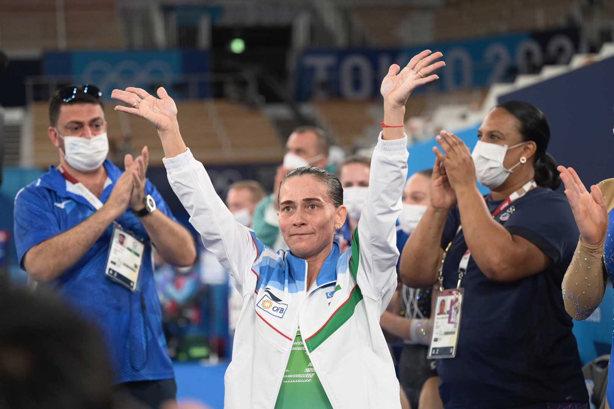 gymnastics's tweet image. Standing ovation and not a dry eye in the house for the #ArtisticGymnastics legend Oksana Chusovitina 🇺🇿 as she takes her final @Olympics bow. The 46-year-old today became an 8⃣-time Olympian, competing on Vault for the last time at @Tokyo2020 ❤️

#Tokyo2020 #Olympics