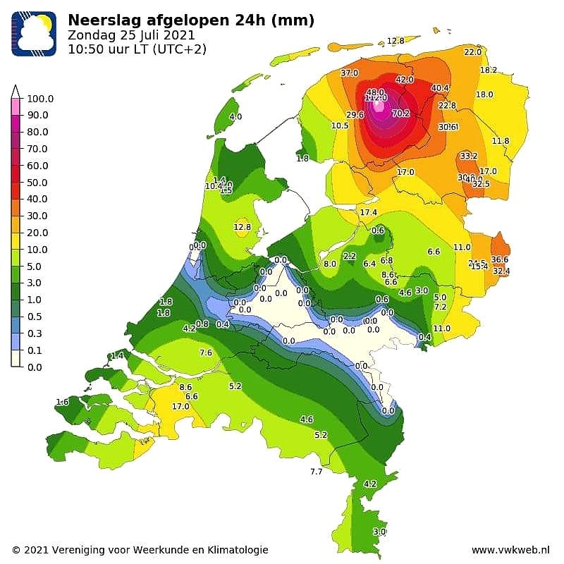 van Bernebeek Twitter: "🌧️ Opnieuw forse #wateroverlast in Ditmaal zijn Friesland en het westen Groningen aan de beurt: zeer lokaal viel zelfs meer dan 110 mm regen binnen