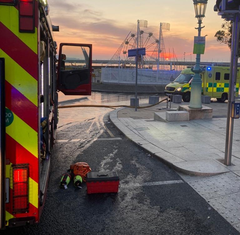 DubFireBrigade's tweet image. In the early hours of this morning five units were called to a building fire in Dun Laoghaire after reports of smoke issuing.

Firefighters in breathing apparatus fought the fire and prevented any further damage. A hydraulic platform also attended the scene.

#Dublin #fire #DLRCC