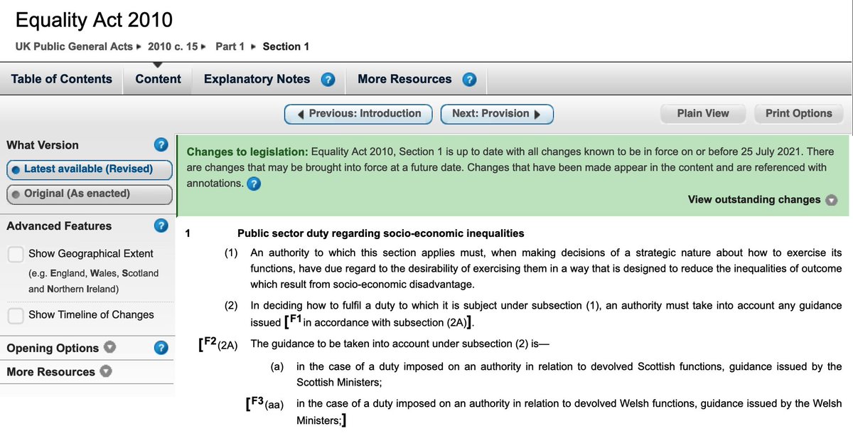 Extract from Equality Act 2010: 1 Public sector duty regarding socio-economic inequalities

(1) An authority to which this section applies must, when making decisions of a strategic nature about how to exercise its functions, have due regard to the desirability of exercising them in a way that is designed to reduce the inequalities of outcome which result from socio-economic disadvantage.