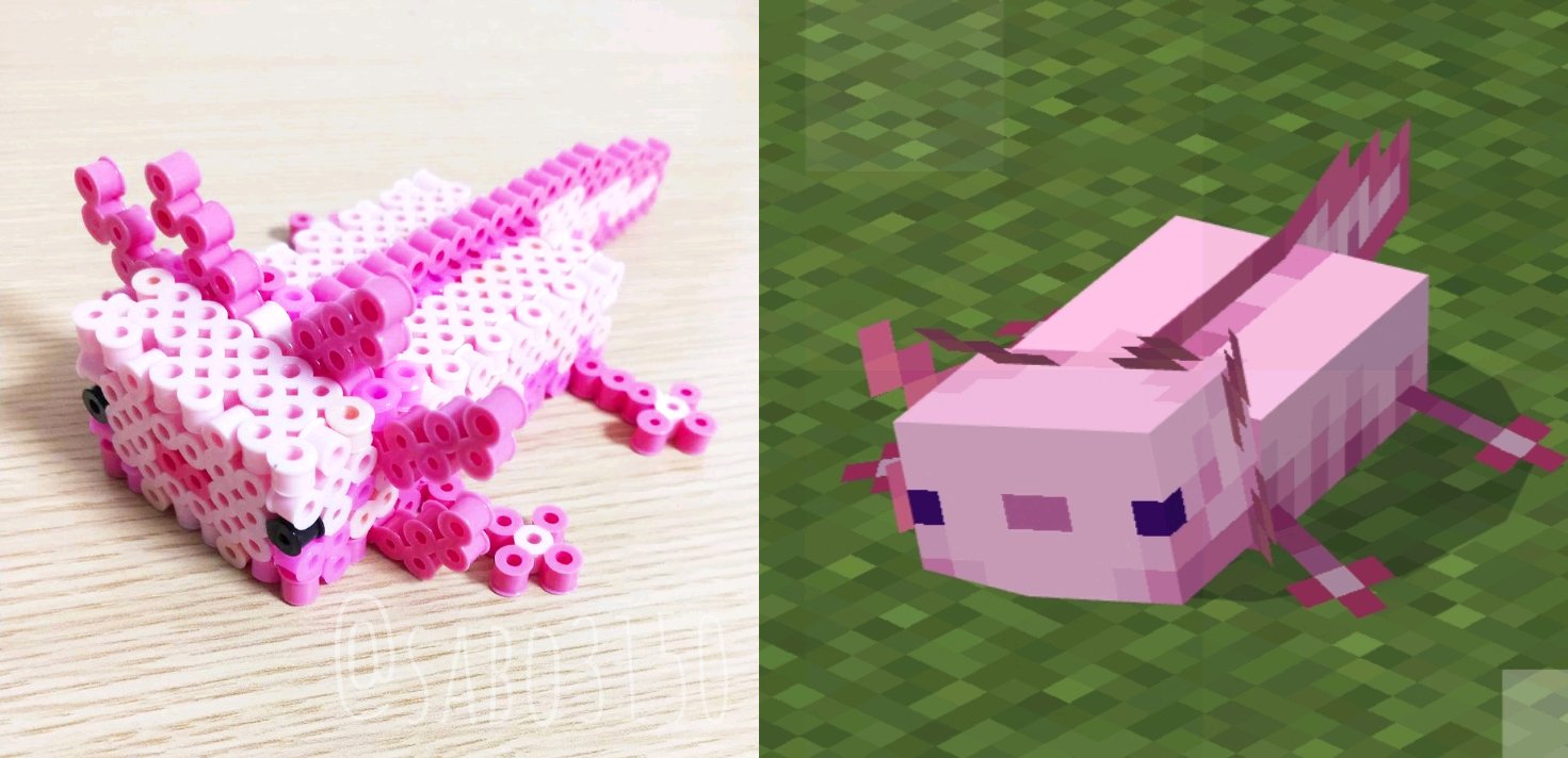 さぼやでー アイロンビーズで マイクラのウーパールーパーを作りました アイロンビーズ 立体アイロンビーズ Minecraft マイクラ T Co Eaxp81dxml Twitter
