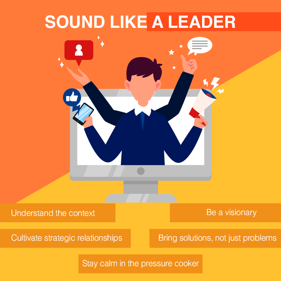 atlas_rosetta's tweet photo. To Sound Like a #Leader, Think About What You Say, and How and When You Say It

- Understand the context
- Be a #visionary
- Cultivate #strategic #relationships
- Bring #solutions, not just #problems
- #Staycalm in the pressure cooker https://t.co/EZxtIHkzIv