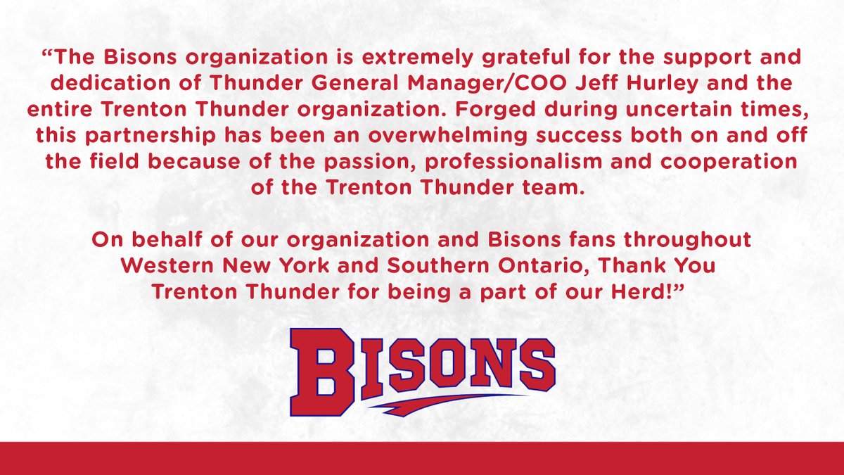 BuffaloBisons's tweet photo. Thank You, @TrentonThunder 🌩️🦬❤️ https://t.co/q6Rn8Cj8q3