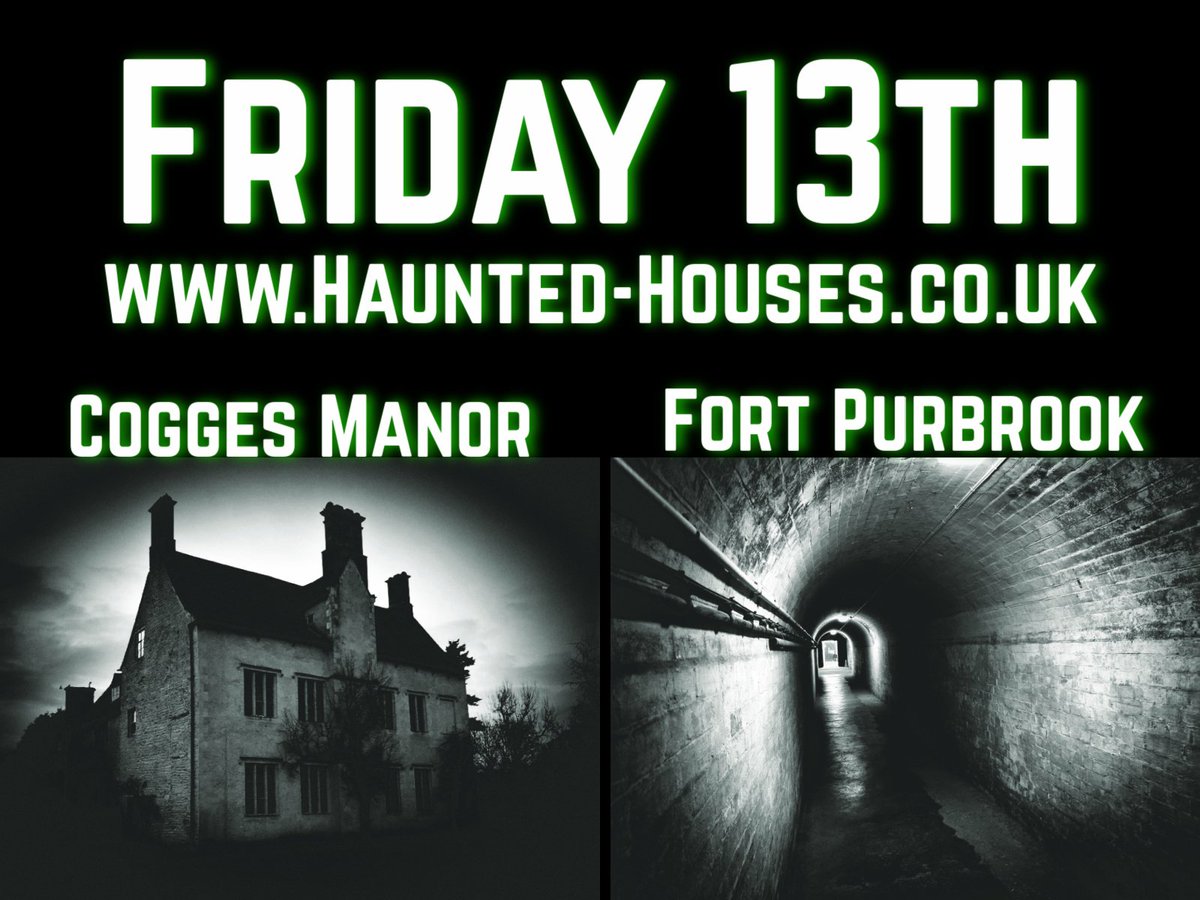HauntedhousesSE's tweet photo. Haunted Houses South East
https://t.co/Ho46I76Csy

DARE TO JOIN THE HAUNTED HOUSES TEAM AT ONE OF THESE EXTREMELY HAUNTED LOCATIONS ON FRIDAY 13TH!!!

#Paranormal #HauntedHouses #Boo #Scary #GhostHunt #FortPurbrook #CoggesManor https://t.co/7715EPrOWB