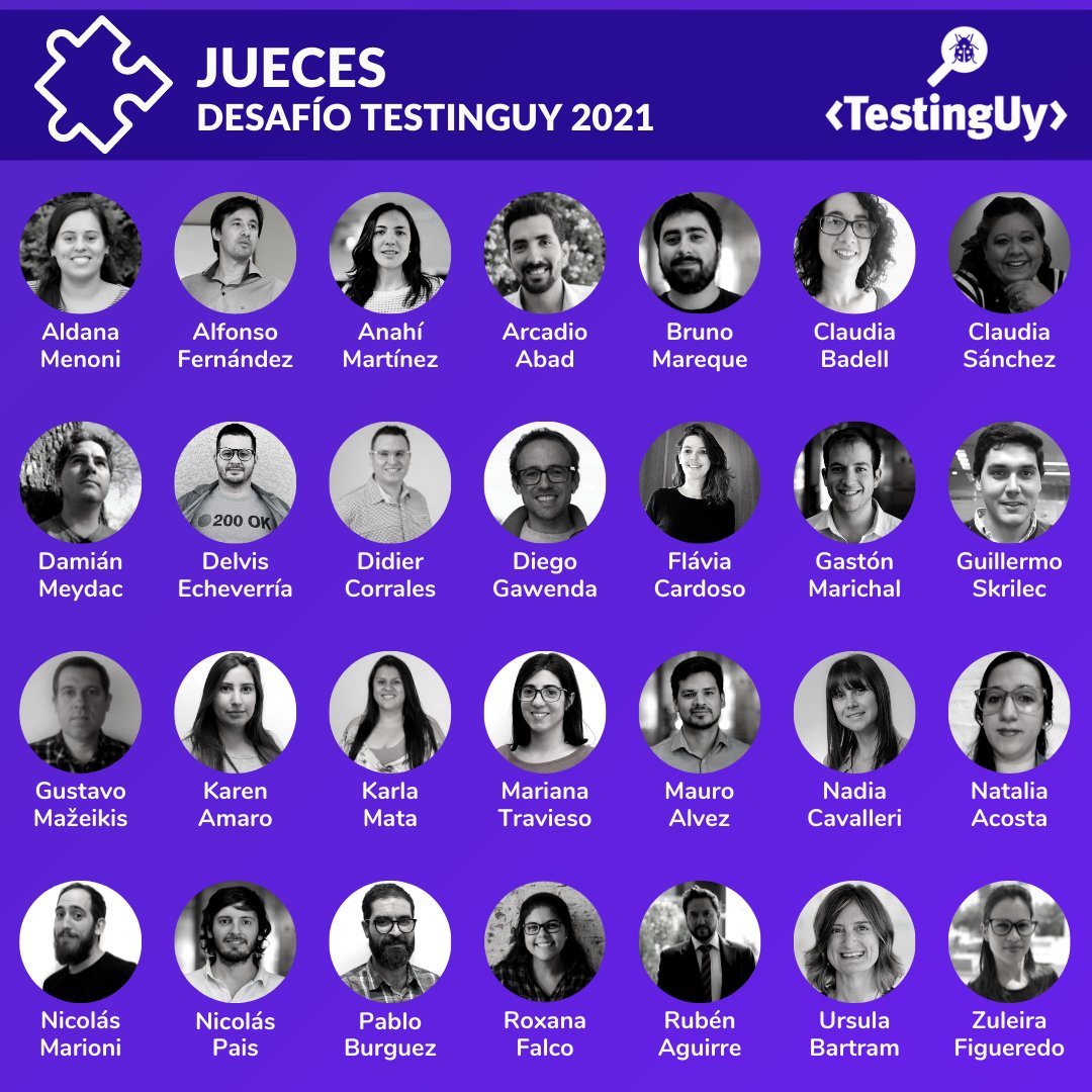 mzatestingday's tweet photo. 😃Mendoza Testing Day, participará en Agosto como miembros del Jurado🧐en el Desafío TestingUy 2021.
👍¡Los Esperamos a todos!
🗓️6 y 7 de agosto 🔎 Bases para participantes, premios y jueces https://t.co/7QAP4KXUhq
💻 Inscripciones por equipo https://t.co/vKMVn4mTC0 https://t.co/Npn21mHxmd