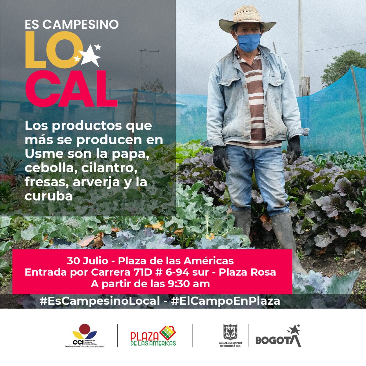 UsmeAlcaldia's tweet photo. ¿Sabías que en la zona rural de Usme, los productos que más se cultivan son la papa, cebolla, cilantro, fresas, arveja, y curuba?🥔🧅🍓🌱
 
Te esperamos en @PlazadlAmericas el 30 de julio. Apoyemos a nuestros campesinos y campesinas. #ElCampoEnPlaza #EsCampesinoLocal https://t.co/DPjeQW3CmE