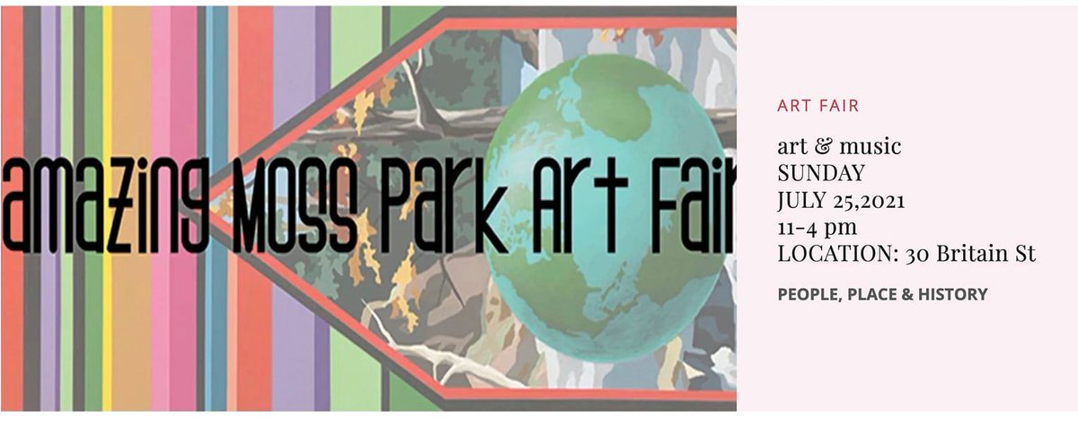 Beautiful day to visit local Art Fair! On now Sunday Jul25 11am-4pm. 30 Britain St near Queen/George St. #mosspark
amazingmosspark.ca/?fbclid=IwAR1v…

<a href="/OldTownToronto/">Old Town Toronto</a> @FSJPToronto <a href="/dgeorgestdiner/">The George Street Diner</a> <a href="/slnaspeaks/">SLNASpeaks</a> <a href="/kristynwongtam/">Kristyn Wong-Tam 🇨🇦</a>