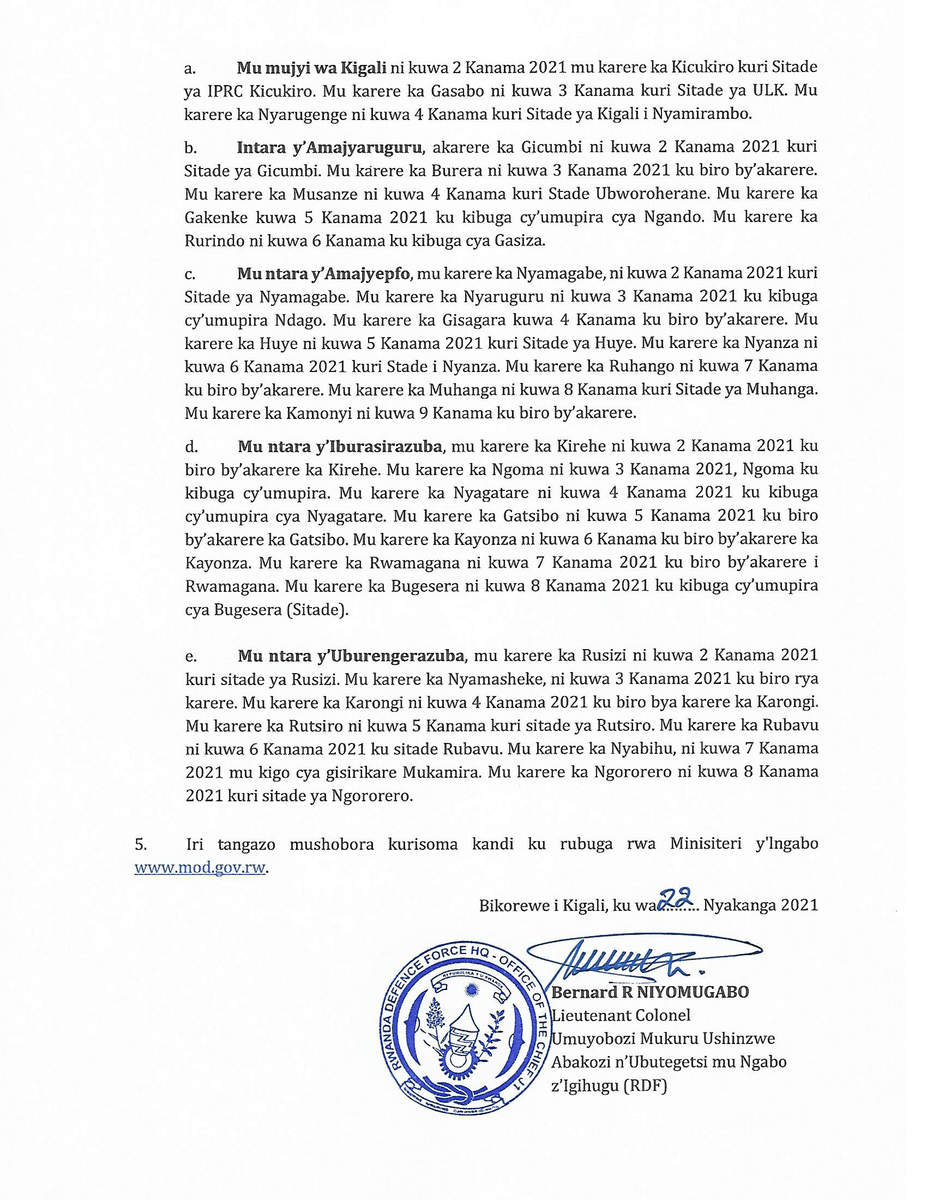 RwandaMoD's tweet photo. ITANGAZO KU BIFUZA KWINJIRA MU NGABO Z' U RWANDA. https://t.co/wUP4HN2jzo https://t.co/aiYGj2t87b