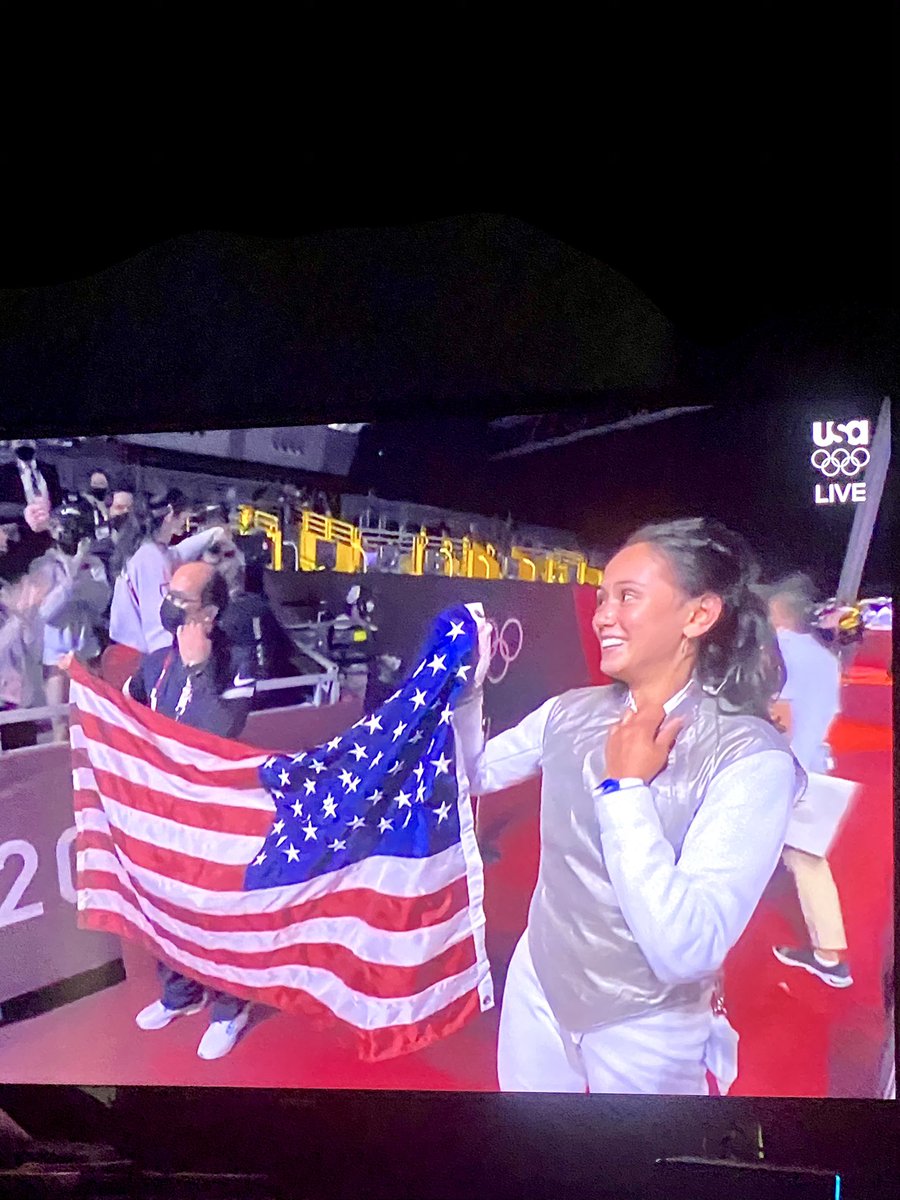 A Real American Olympian!
Congrats on GOLD @LeeKiefer #LeeKiefer 
Fencing World Champion
   🇺🇸L E E    K I E F E R 🇺🇸
She LOVES Our 🇺🇸 FLAG

Lesson for the 
Woman’s 🇺🇸Soccer Team!