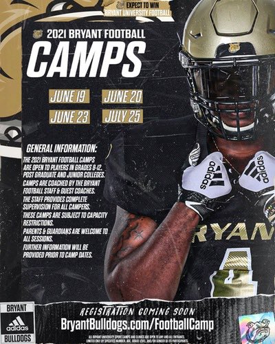 Very excited to be attending Bryant Universities football camp today! Ready to compete!! 
<a href="/CoachWoj_LHS/">Joe Wojceichowski</a> <a href="/BryantUFootball/">Bryant Football</a>