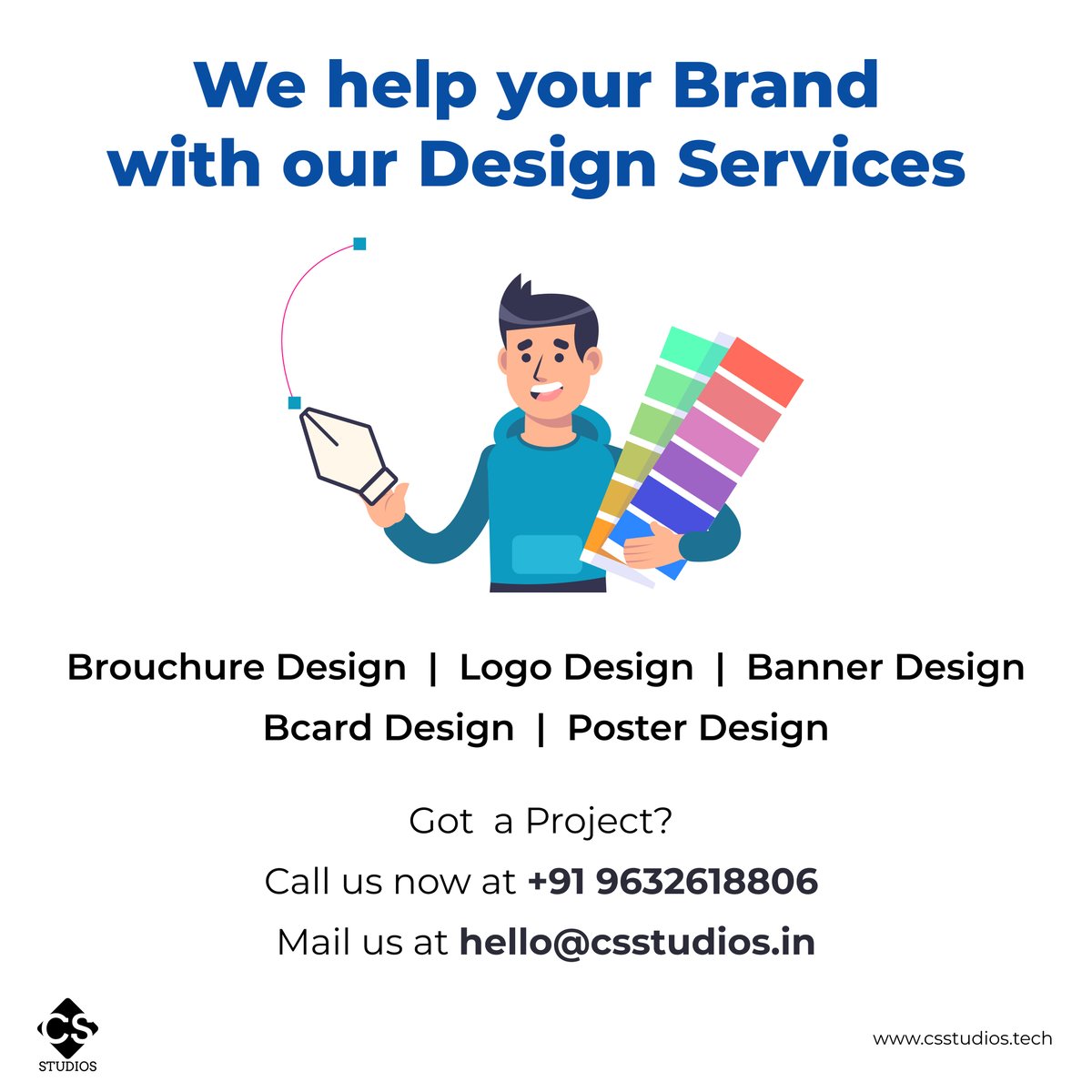 Csstudiostech's tweet image. Csstudios aims to take your brand to the next level by providing premium quality graphic design solutions.  

For more details call us @ +91 9632618806 or mail us at hello@csstudios.in

#graphicdesign #graphicdesignservices #logodesign #designservices #webdesign #branddesign