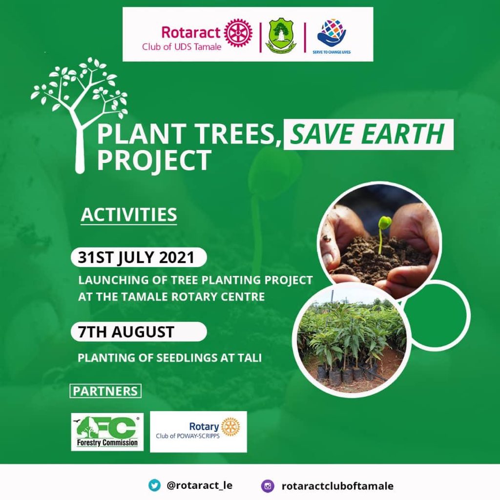 rotaract_le's tweet photo. ROTARACT CLUB OF                       UDS TAMALE

🌳🌳🌳🌳🌳🌳🌳🌳

#PLANTTREES
#SAVELIFE
#TREEPLANNINGPROJECT

🌳🌳🌳🌳🌳🌳🌳

The Rotaract club of UDS Tamale invites you to its first tree planting project lunch that aims at planning *1millon* trees within a year. https://t.co/LDMMldwrE9