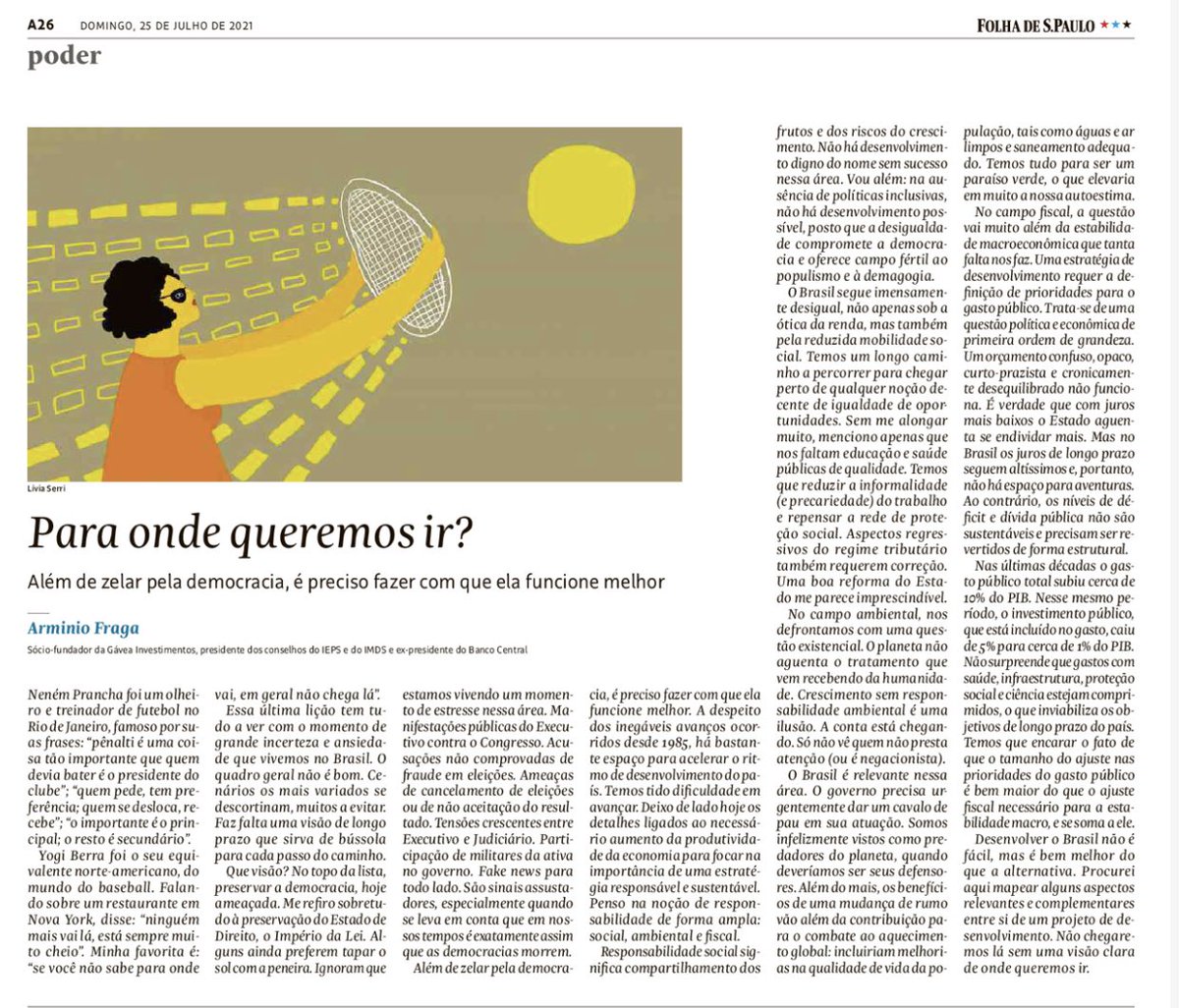 “Para onde queremos ir?”. Recomendo a leitura do artigo escrito pelo economista <a href="/fraganomics/">Armínio Fraga</a>, que apresenta um bom roteiro rumo ao desenvolvimento do nosso país.
www1.folha.uol.com.br/colunas/armini… <a href="/folha/">Folha de S.Paulo</a>