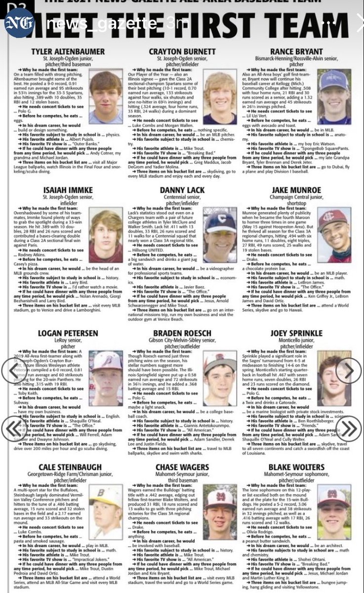 #WeAreGRC Congrats to Cale on a great season! First team News Gazette All Area in baseball! #iagdtbabuff