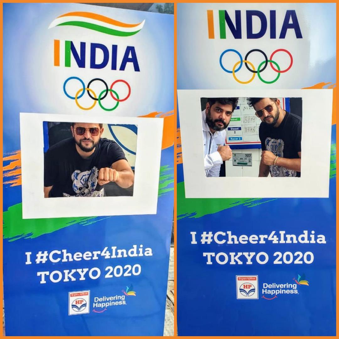 ImRaina's tweet photo. Appreciate @HPCL for putting up #Cheer4India selfie display at their Petrol pump @bedimotorshpcl, Chanakyapuri, New Delhi.
Best Wishes to our athletes at 
 #Tokyo2020. 

#Cheer4India https://t.co/IVb6MNyRoj