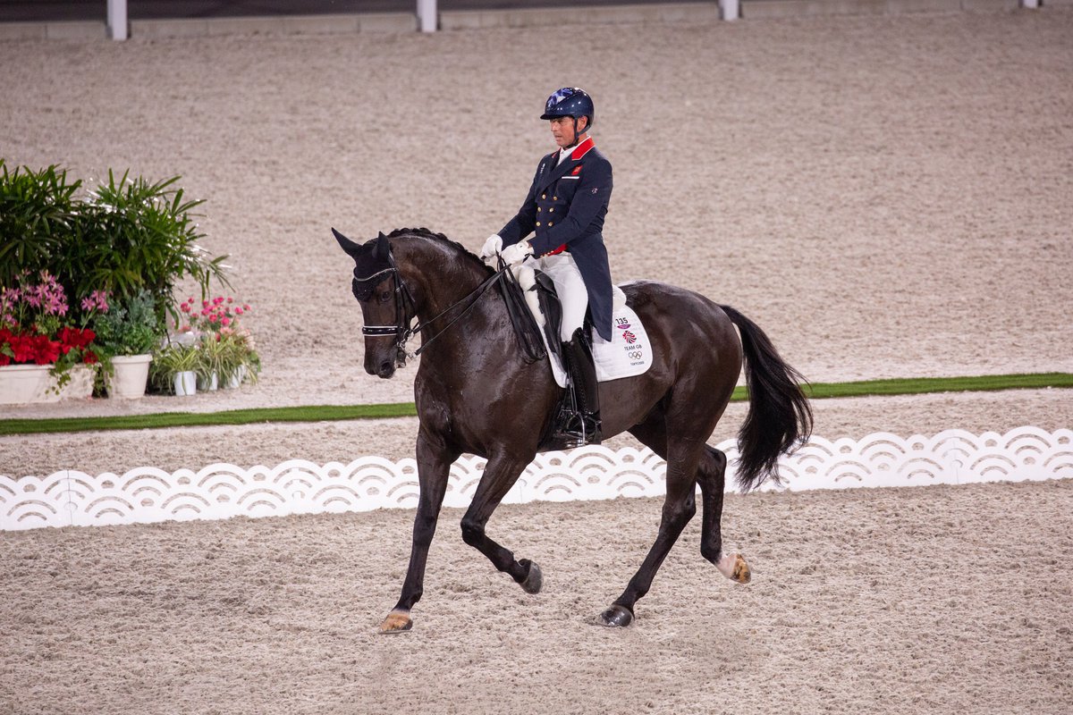 TeamGB's tweet photo. Three individual finals. Team qualification secured. 

A successful evening's work for @CSJDujardin, @lottiefryy and @HesterDressage 🐎

#TeamGB https://t.co/z83RF339rQ