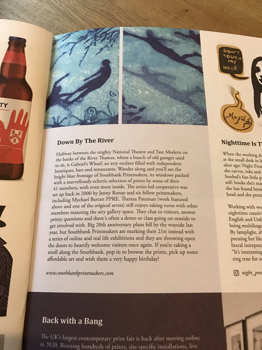 Good to have our gallery’s 21st birthday featured in the new edition of Pressing Matters magazine with images of @theresapateman’s beautiful etchings. @pressing_mag #gallery #pressingmatters #anniversary