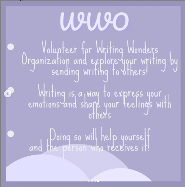 Writing_Wonders's tweet photo. By joining WWO, you can practice your writing skills on an emotional level!#writingwondersorganization
#writingcommunity #writing #writinginspiration #writingprompts #writings #writingtips #writingcommunityofinstagram #letterwriting #expressivewriting #mentalhealthawareness https://t.co/xglOAP09ou