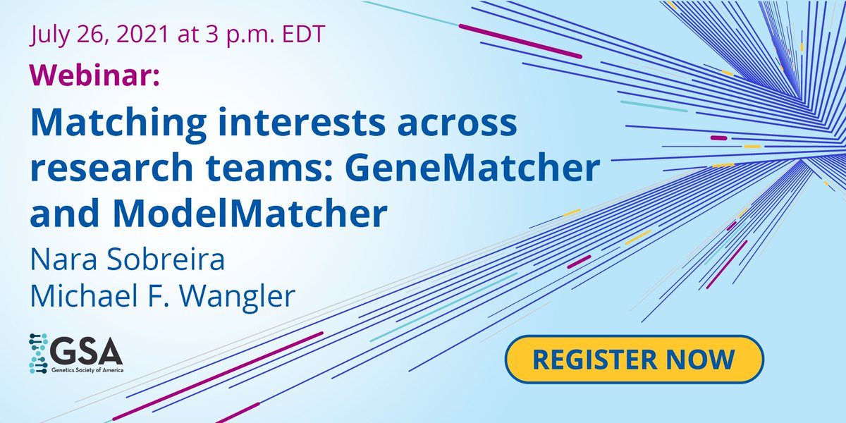 Genetics Society of America (@geneticsgsa) on Twitter photo Tomorrow! Nara Sobreira and Michael Wangler (<a href="/mfwangler/">Michael Wangler</a>) will be discussing tools for connecting clinicians and scientists that share interest for the study of the same genes and genetic diseases. Register here: bit.ly/3fIqEeZ Tomorrow! Nara Sobreira and Michael Wangler (<a href="/mfwangler/">Michael Wangler</a>) will be discussing tools for connecting clinicians and scientists that share interest for the study of the same genes and genetic diseases. Register here: bit.ly/3fIqEeZ