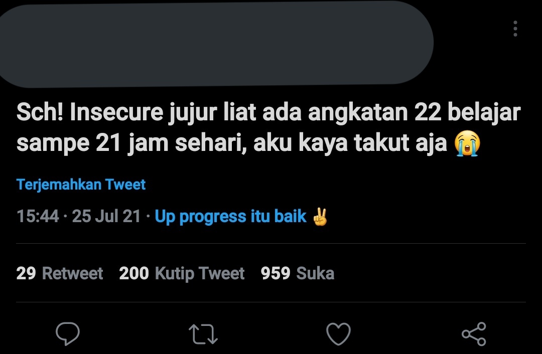 tubirfess's tweet photo. 2beer! yg kek gini nih jatuhnya toxic productivity. kurang2in dan gak usah insecure sm orang yg belajarnya lama banget ya. asal paham sama materinya mah bagus kok https://t.co/2uA3vvMwxW