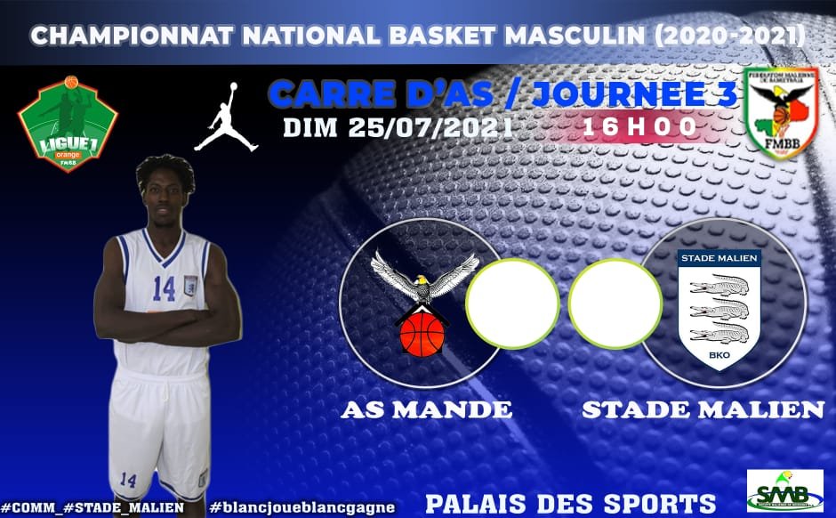 BamakoStade's tweet photo. #stadistes,  JOUR DE MATCH ⚽
🛫 🆚 AS MANDE
🏆 3ème et dernière journée du carré d'as du championnat national de BASKETBALL 🕓 16:00
🏟 Palais des sports Salamatou Maïga de l'ACI 2000.
#Partenaire Société Malienne de boissons 
📱#ASM_SMB
#BlancJoueBlancGagne   ⚪🔵 https://t.co/Wk2i4gFwVH