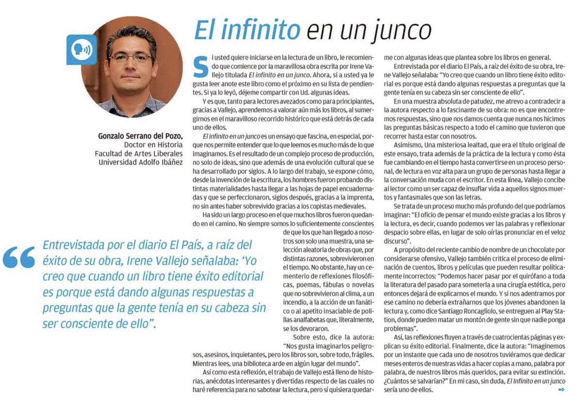 Gserranodelpozo's tweet image. “El infinito en un junco”, mi columna dominical en El Mercurio de Valparaíso, 25 de julio de 2021.
