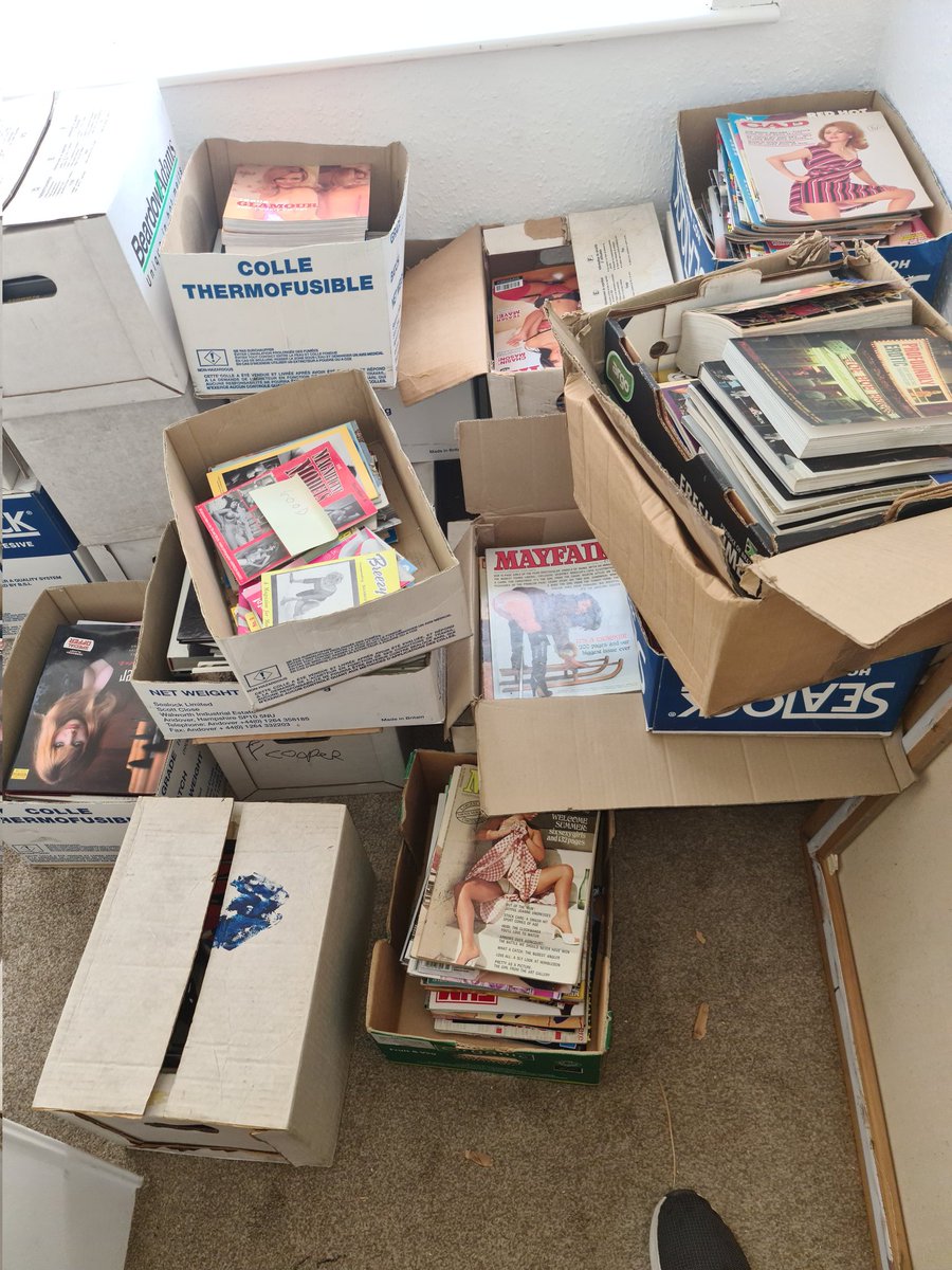 Next a visit to Portishead to see Emma a nurse, clearing her uncle's place. David! She said, "I'm a nurse, I see dick's all day, every day but this is too much dick for one person!"
Great collection of books, magazines and DVDs.