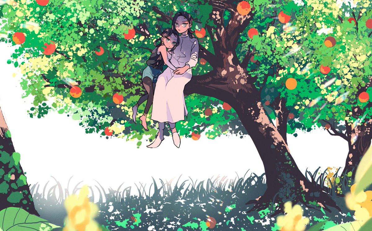 「夏のオレンジ /  幼少兄妹 」|えつこのイラスト