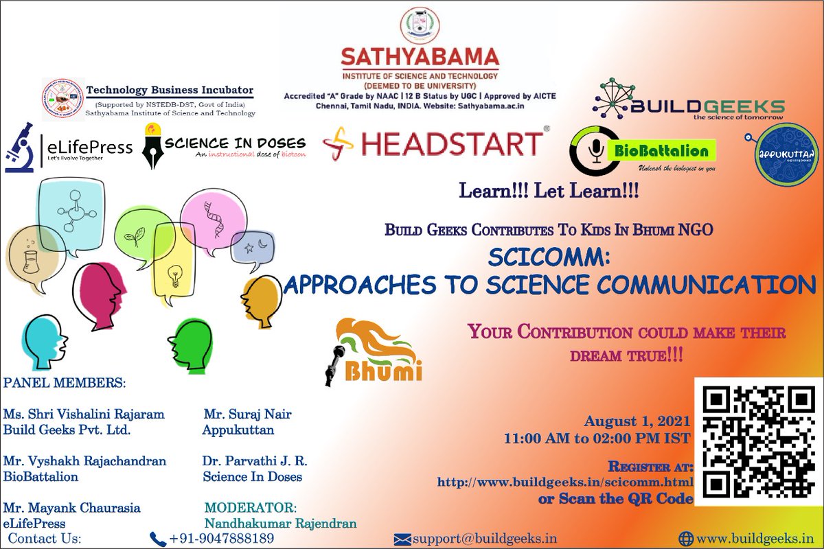biobattalion's tweet photo. Our member @VRajachandran will be representing us in this panel discussion hosted by #buildgeeks on approaches to science communication. Really excited and looking forward to this great opportunity. https://t.co/I8bGtAQwX0