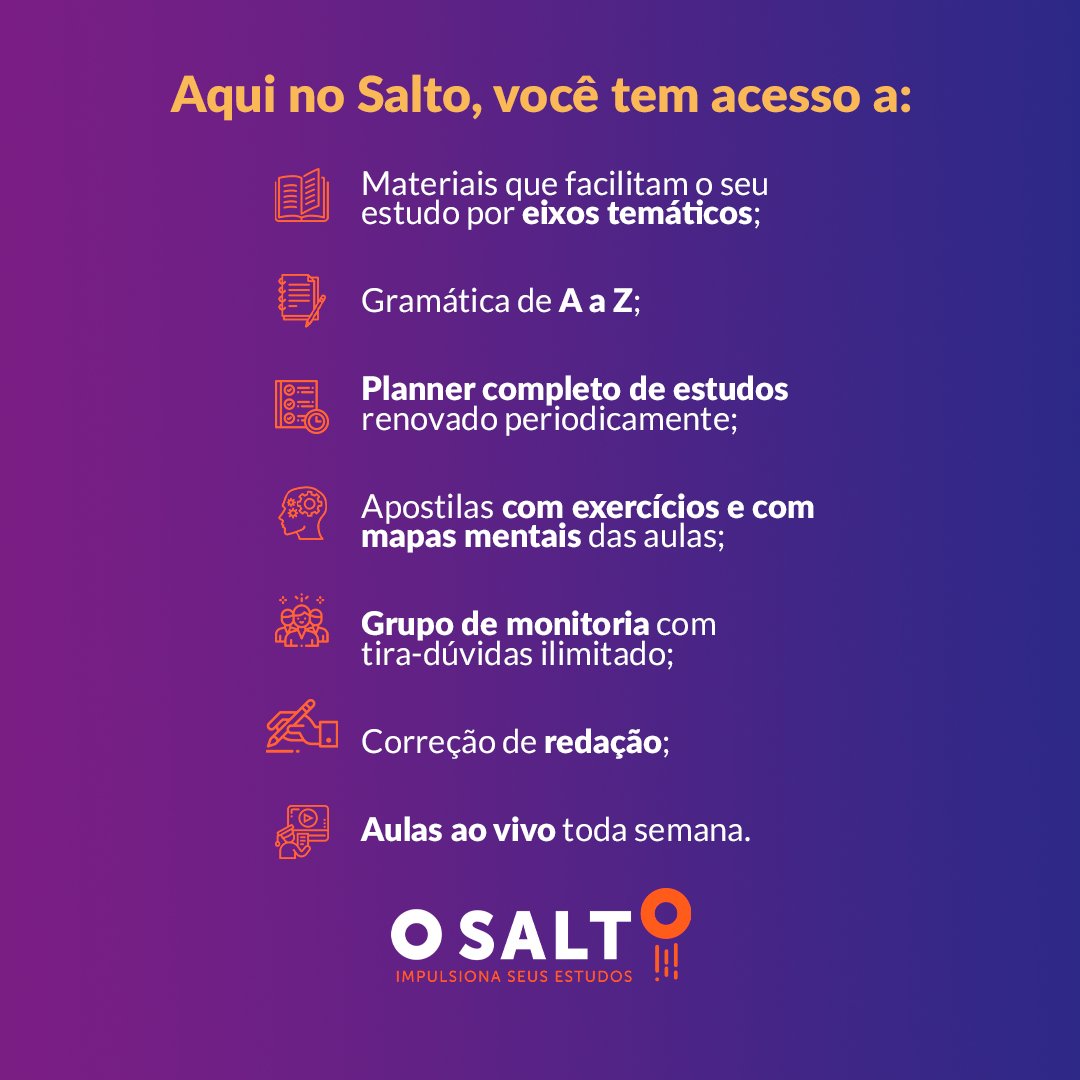 osaltoficial's tweet photo. Mandar bem na redação do Enem é fundamental pra garantir sua aprovação. O Salto não te deixa na mão! Pra te ajudar nesse desafio, desenvolvemos um curso completíssimo: o Redação a Jato.
Inscreva-se agora: https://t.co/Fh1V0jPnuE
#Redacao #RedacaoEnem #CursoDeRedacao #OSalto https://t.co/t7ALDC3Yqx